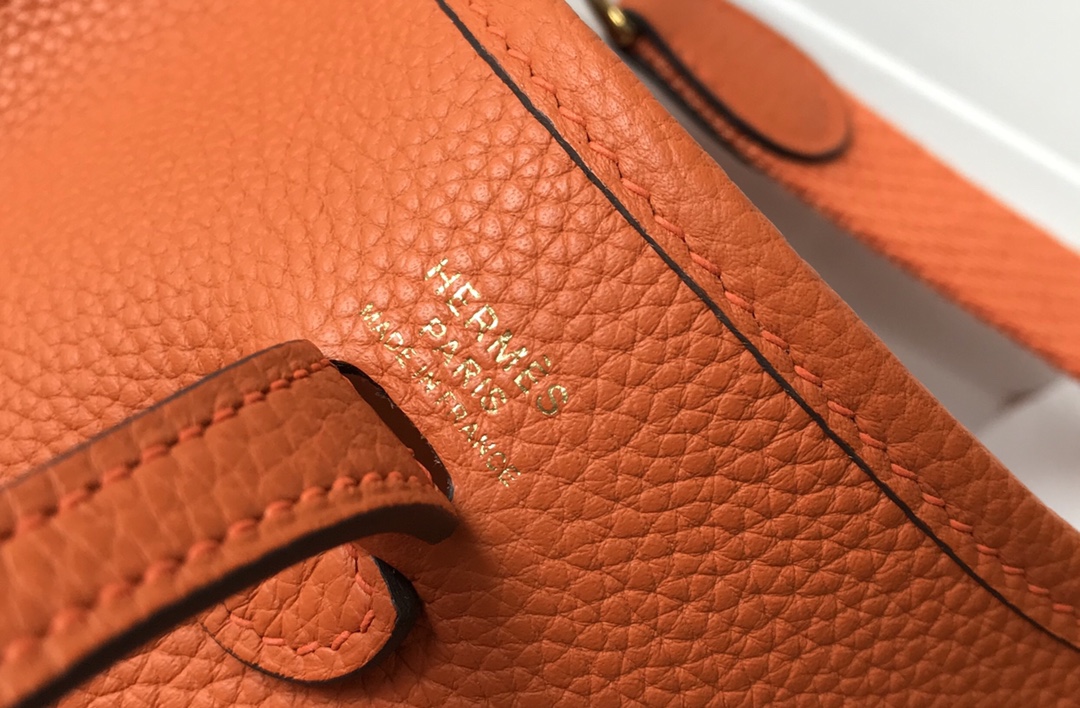 Hermes Evelyne 16 Amazone TPM Shoulder Bag In Orange Clemence Leather